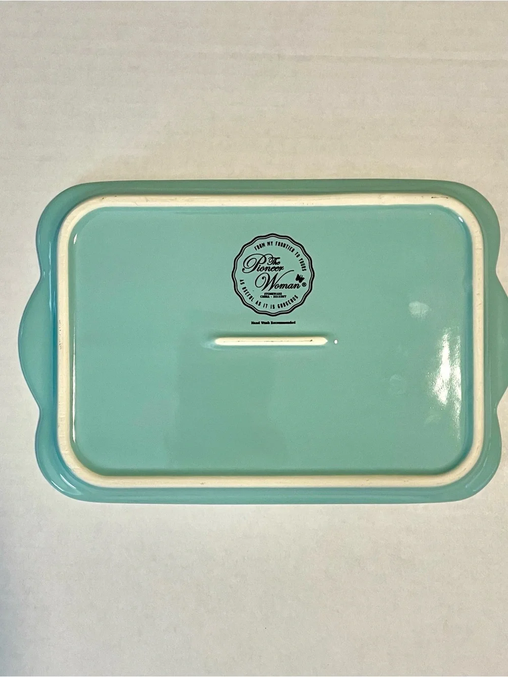 *EUC* Pioneer Woman Sweet Romance Gingham Design-DBL Butter Dish Base -Blue~Grey